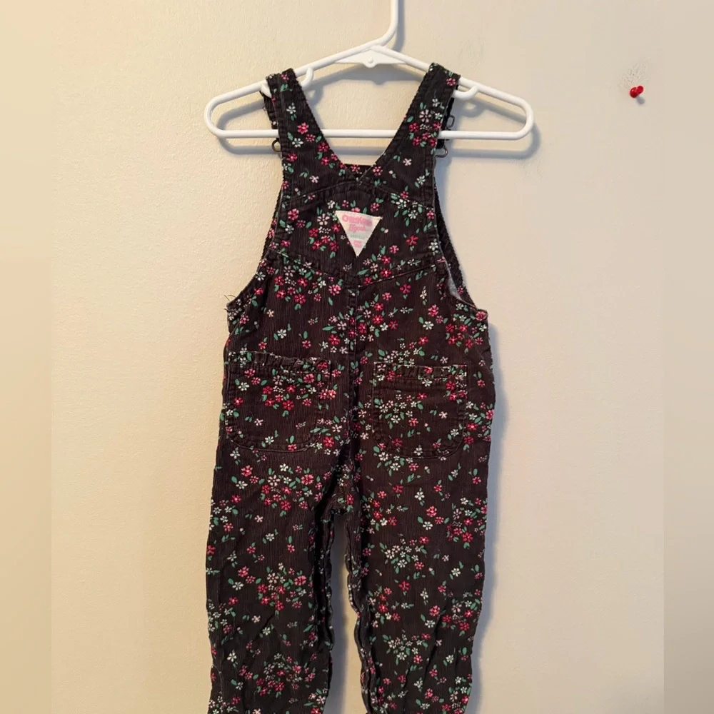 OshKosh B'gosh Vintage Black Floral Overalls